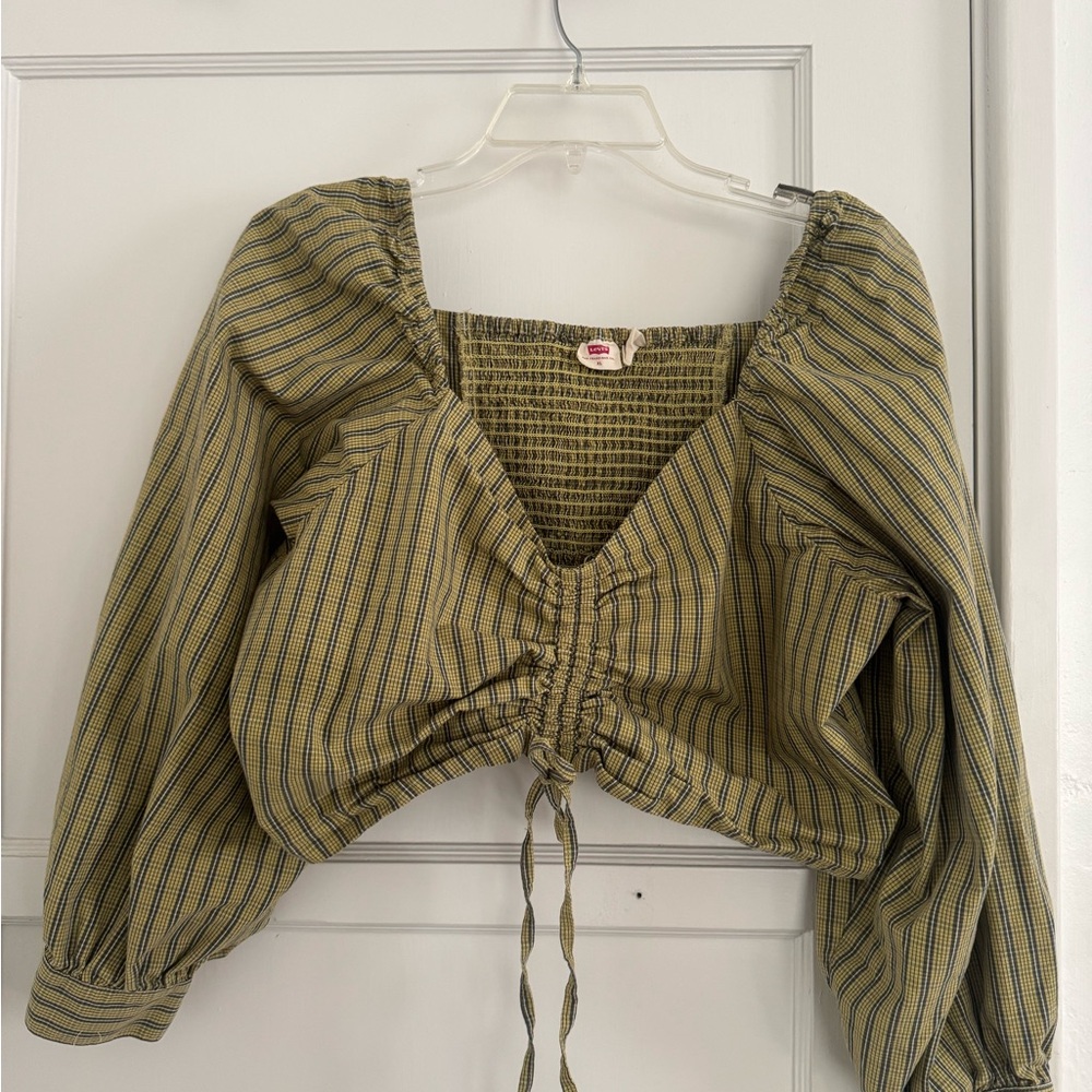 Levi's Olive Striped Blouse